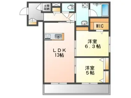 SHA MAISON GRANDIR TAKAHAMA(2LDK/1階)の間取り写真