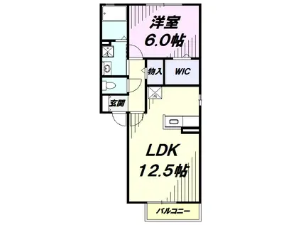 ルピナII(1LDK/1階)の間取り写真