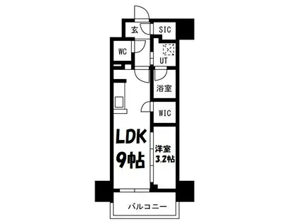 メイクスアート名駅ウエスト(1LDK/1階)の間取り写真