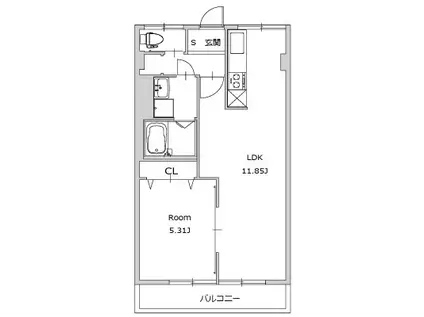 ラムール東二見(1LDK/4階)の間取り写真