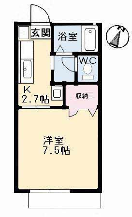 サンライズ21(1K/1階)の間取り写真