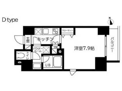 スカイコート蔵前II(1K/5階)の間取り写真