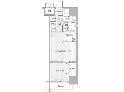 エンクレスト吉塚駅前II(1LDK/7階)の間取り写真