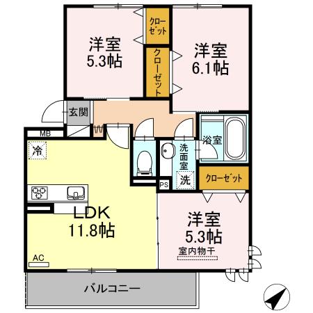 アリエッタ(3LDK/3階)の間取り写真