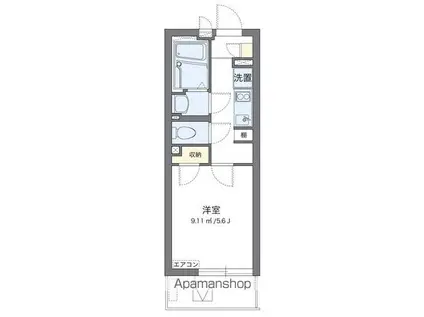 クレイノラーリノ U京町(1K/4階)の間取り写真