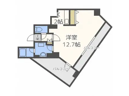 FLAX麻生(1K/6階)の間取り写真