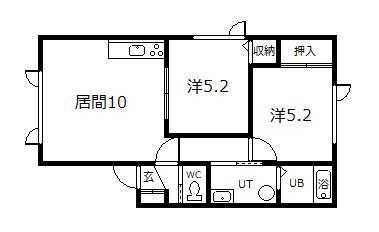 チョコハウスI(2LDK/1階)の間取り写真