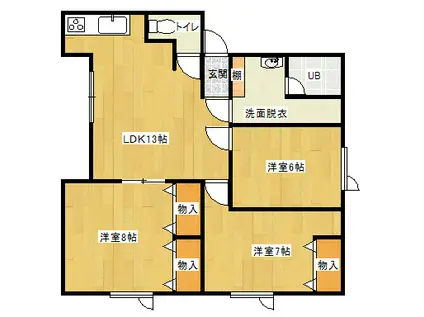 サンライズ(3LDK/1階)の間取り写真