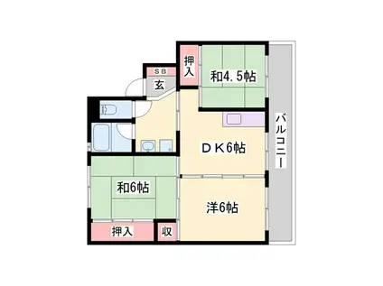 ビレッジハウスつるみ(3DK/3階)の間取り写真