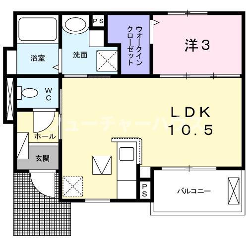キアラ水戸(1LDK/1階)の間取り写真