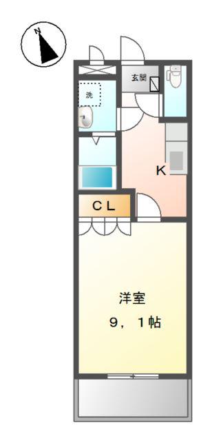 レジデンスE&R(1K/1階)の間取り写真