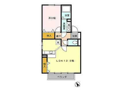 ウインドワードガーデンズC棟(1LDK/1階)の間取り写真