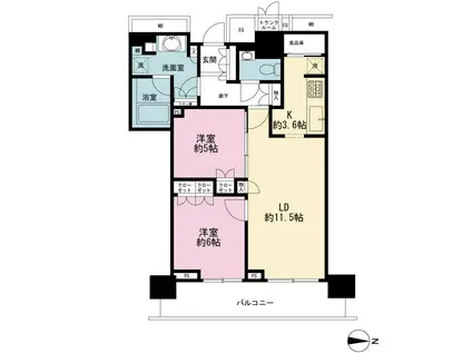 ザ・パークハウス晴海タワーズティアロレジデンス(2LDK/42階)の間取り写真