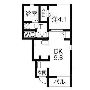 ジュメリ(1LDK/1階)の間取り写真