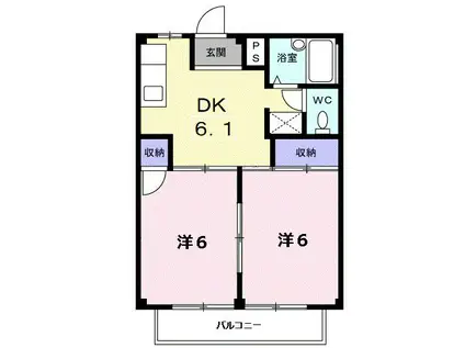 シティハイツポプラ(2DK/2階)の間取り写真