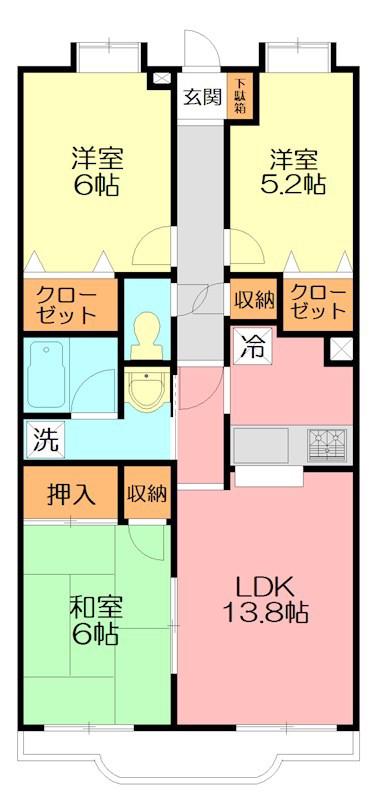ガーネット(3LDK/3階)の間取り写真