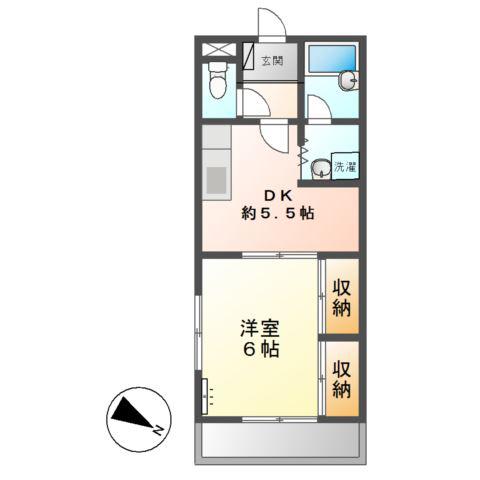 メゾンMITSUI(1DK/2階)の間取り写真