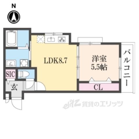 PRIVATE RASIDENCE東山七条(1LDK/3階)の間取り写真