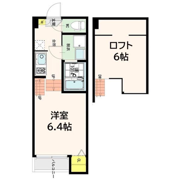 VILLEIL(1K/2階)の間取り写真