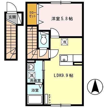 ウィットモア悠裕(1LDK/2階)の間取り写真