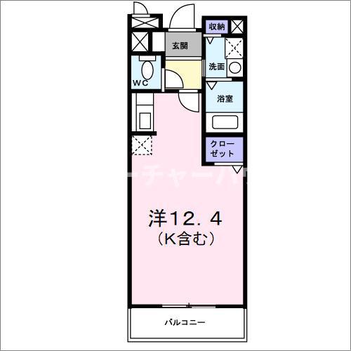 ルートサイドヴィラ(ワンルーム/4階)の間取り写真