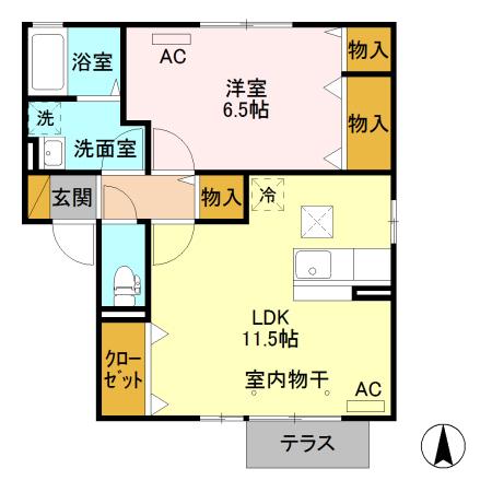 リビングタウン古河南E(1LDK/1階)の間取り写真
