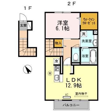 グランクレール自由が丘(1LDK/2階)の間取り写真