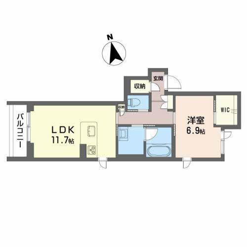 ベレオ中央通(1LDK/1階)の間取り写真