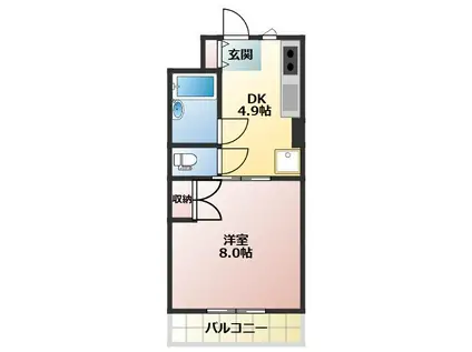 マンションヒバリ(1DK/1階)の間取り写真