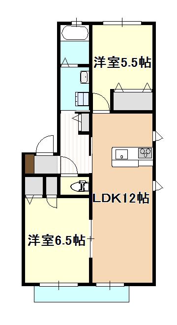 ブリジャール(2LDK/2階)の間取り写真