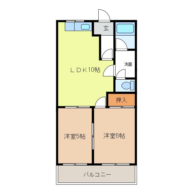 メモリアルコーポ I(2LDK/1階)の間取り写真