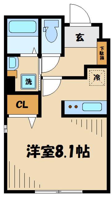 S グランデ(ワンルーム/1階)の間取り写真