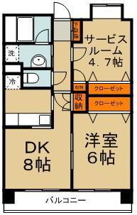 カールトンプラザ川崎(1SDK/8階)の間取り写真
