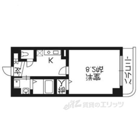 グランツェントB(1K/2階)の間取り写真