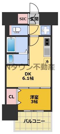 MAXIV大須観音(1DK/9階)の間取り写真
