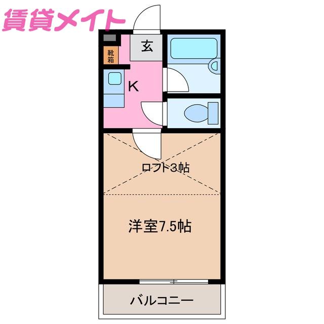 マリオ東員(1K/1階)の間取り写真