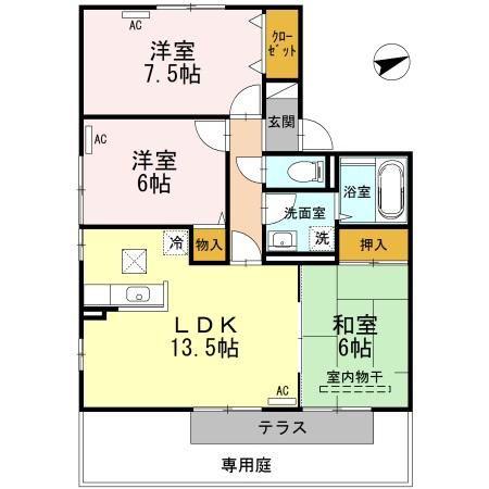 ファミリーコーポII(3LDK/1階)の間取り写真