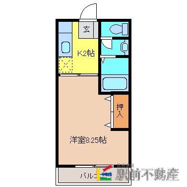 フレンディー平田原B(1K/2階)の間取り写真