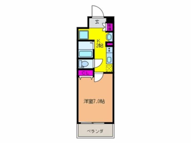 ビーバープレイス四天王寺(1K/8階)の間取り写真