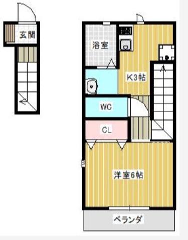 DOLCE VITA(1K/2階)の間取り写真