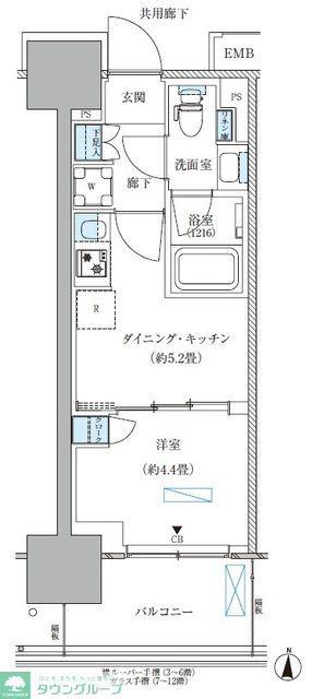 パークアクシス西大島コンフォートスクエア(1DK/5階)の間取り写真