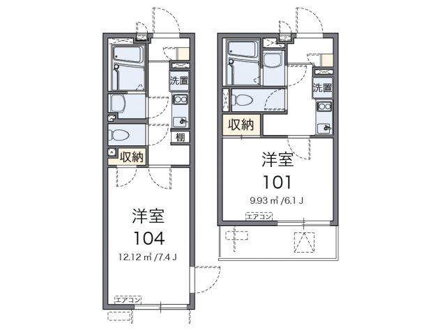 レオネクストU&SIII(1K/1階)の間取り写真