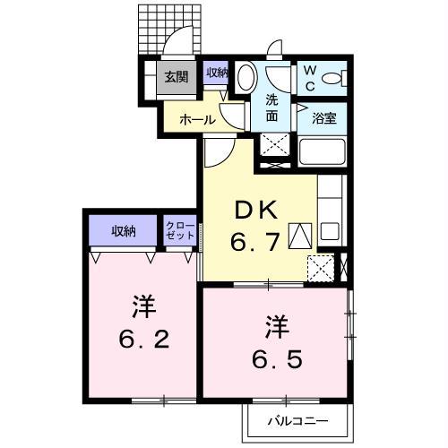 リバーサイド21(2DK/1階)の間取り写真