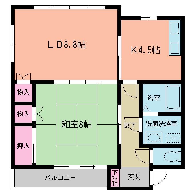 テラスハウス落合(1LDK/2階)の間取り写真