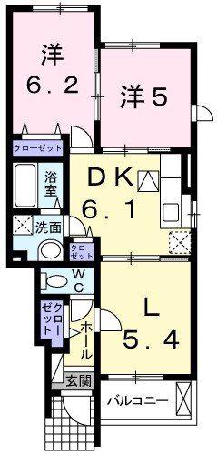 ボヌール・アヴニール I(2LDK/1階)の間取り写真