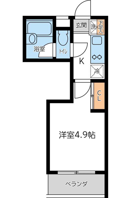 CITY SPIRE東小金井(1K/1階)の間取り写真