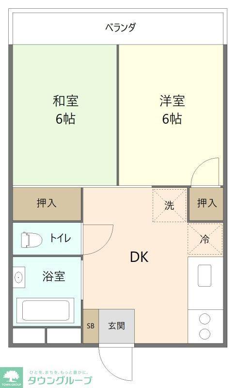 サンハイツ福田(2DK/3階)の間取り写真