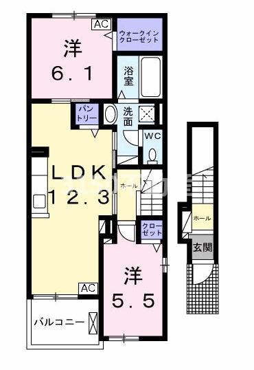 アリア エステートII(2LDK/2階)の間取り写真