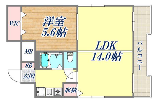 ハッピー稲野マンション(1LDK/1階)の間取り写真