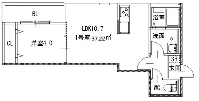 PROSPERITA I(1LDK/1階)の間取り写真